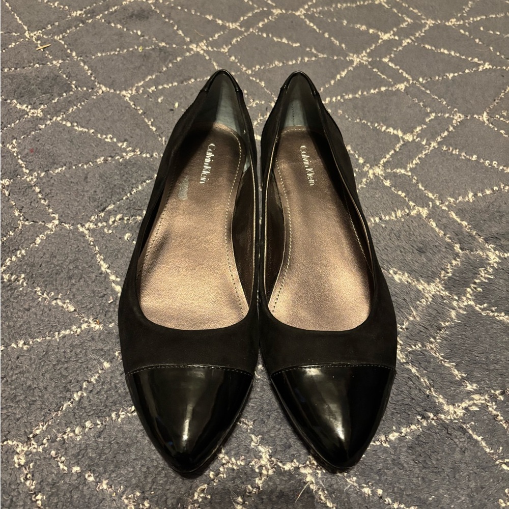 Calvin Klein Black Capped Toe Flats